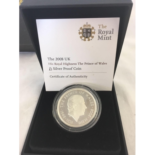 865 - 2008 PRINCE OF WALES £5 SILVER PROOF COIN