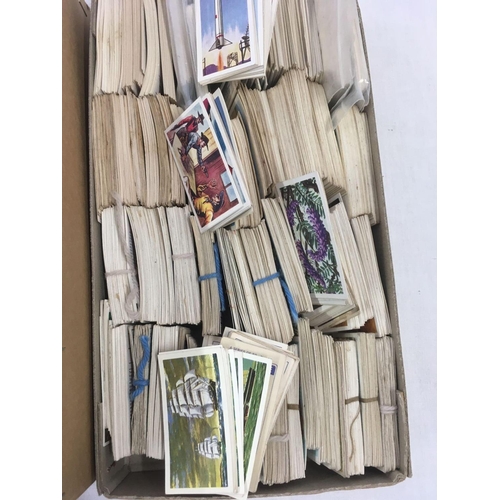 874 - CARTON OF VARIOUS VINTAGE POSTCARDS & CARTON OF VARIOUS CIGARETTE & TEA CARDS