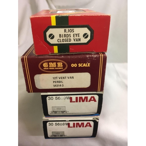 884 - 4 VENTILATED VANS BY LIMA & HORNBY