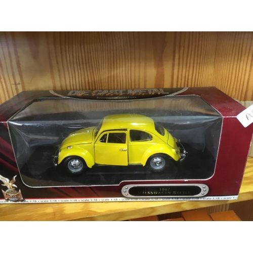 911 - DIE CAST METAL 1967 VOLKSWAGON BEETLE & A VINTAGE REMOTE CONTROLLED RUSSIAN T34 TANK