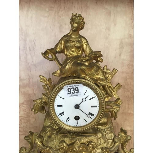 939 - GILT MANTLE PIECE CLOCK