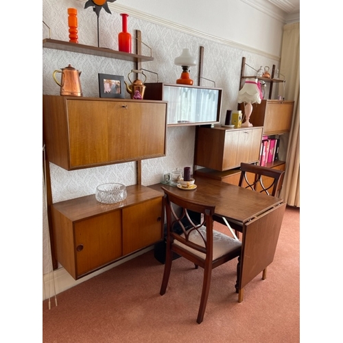 190 - TEAK MODULAR LADDERAX STYLE LOUNGE UNIT WITH BUILT IN DESK