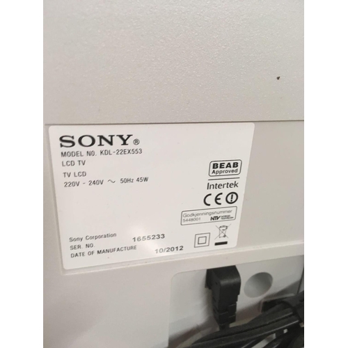 278 - SONY BRAVIA WHITE TV, 22'' SCREEN