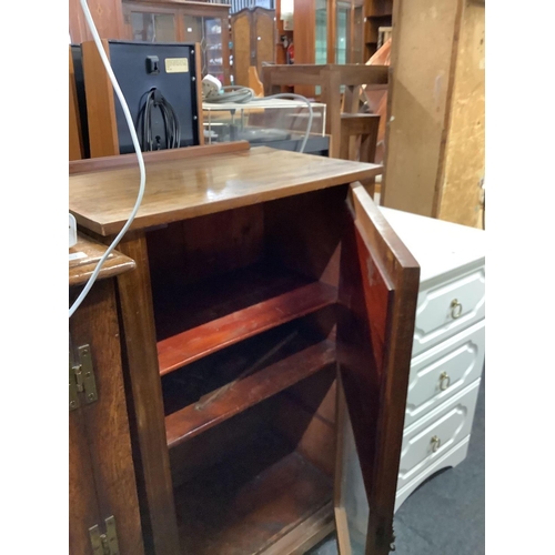 285 - SMALL INLAID MAHOGANY DISPLAY CABINET WITH PART MIRRORED FRONT