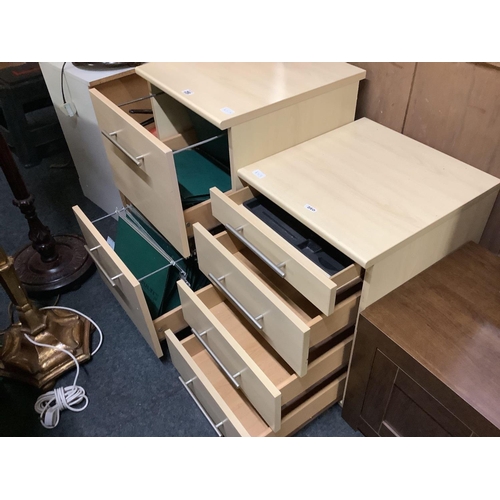 290 - MELAMINE 2 DRAWER FILING CABINET WITH FILES & MATCHING 4 DRAWER OFFICE CABINET