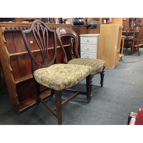 314 - MAHOGANY SHIELD BACK UPHOLSTERED DINING CHAIR & MAHOGANY BALLOON BACK UPHOLSTERED DINING CHAIR