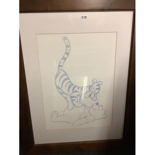 378 - 2 LARGE MODERN FRAMED PRINTS, 1 OF WINNIE THE POOH & 1 OF WINNIE THE POOH WITH TIGGER