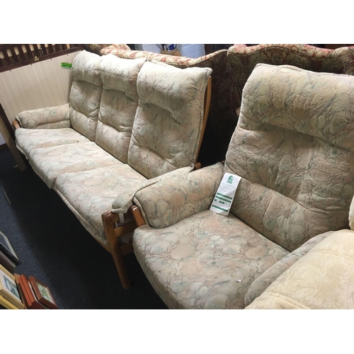 409 - ERCOL GOLDEN DAWN 3 SEATER SETTEE & ARMCHAIR