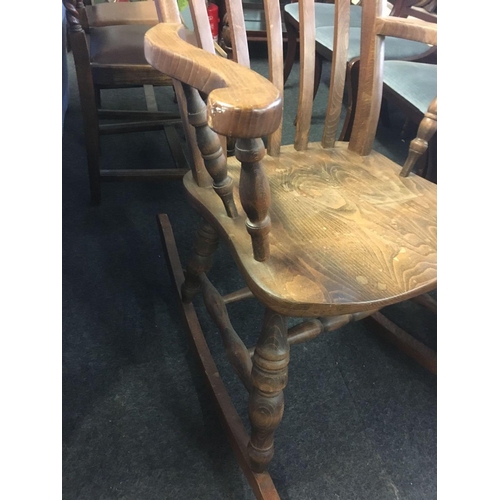 427 - LARGE BEECH WOOD ROCKING CHAIR