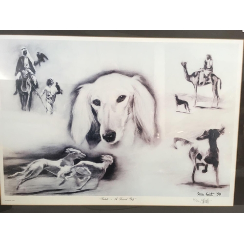 430 - LIMITED EDITION PRINT OF SALUKI DOGS BY STEVEN NESTBITT & 2 LIMITED EDITION PRINTS OF CART HORSES SI... 