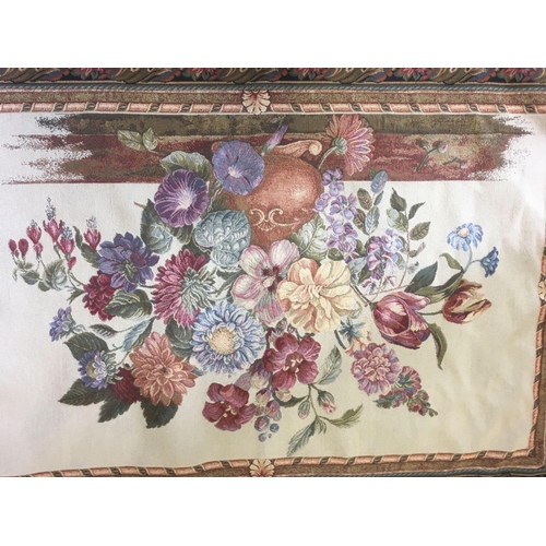 436 - FLORAL EMBROIDERED WALL HANGING, APPROX 4ft X 3ft