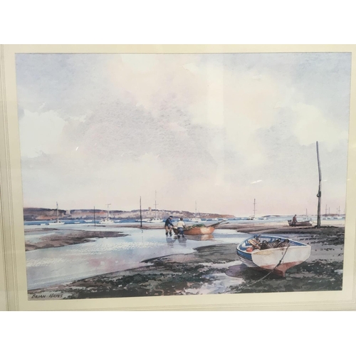 442 - ORIGINAL F/G & MOUNTED  WATERCOLOUR OF A RIVER SCENE BY KEN HAMMOND & A BRIAN HAYES PRINT OF THE TEI... 