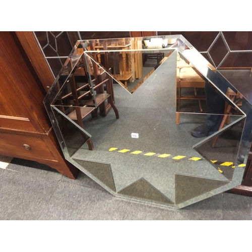 450 - LARGE OCTAGONAL BEVELLED EDGE MIRROR, 3ft DIA