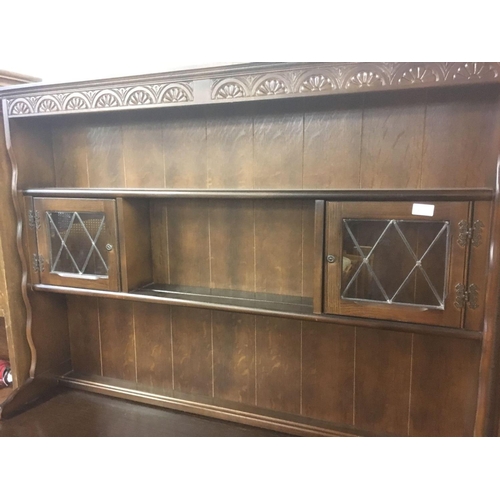 464 - DARK OAK COLONIAL STYLE DRESSER, 4ft WIDE