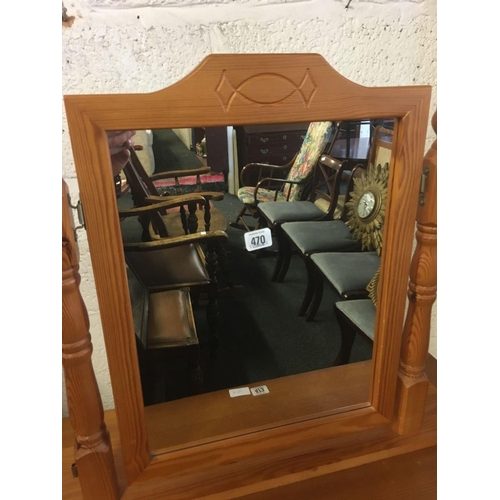 470 - MODERN PINE SWING MIRROR, 2 MIRRORS MISSING