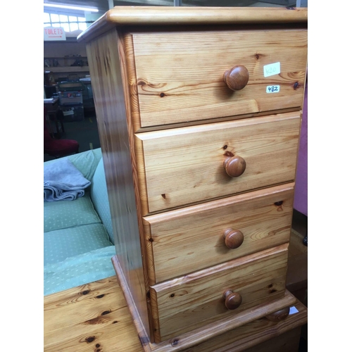 482 - MODERN PINE CHEST OF 3 LONG & 2 SHORT DRAWERS, 32'' WIDE & MATCHING BESIDE CHEST OF OF 4 DRAWERS