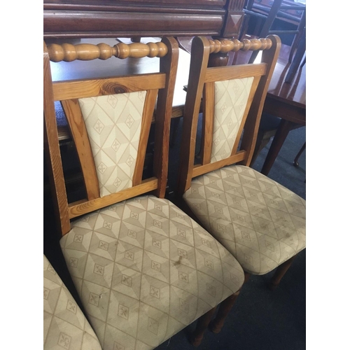 492 - SET OF 4 PINE UPHOLSTERED DINING CHAIRS