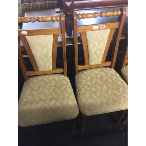 492 - SET OF 4 PINE UPHOLSTERED DINING CHAIRS