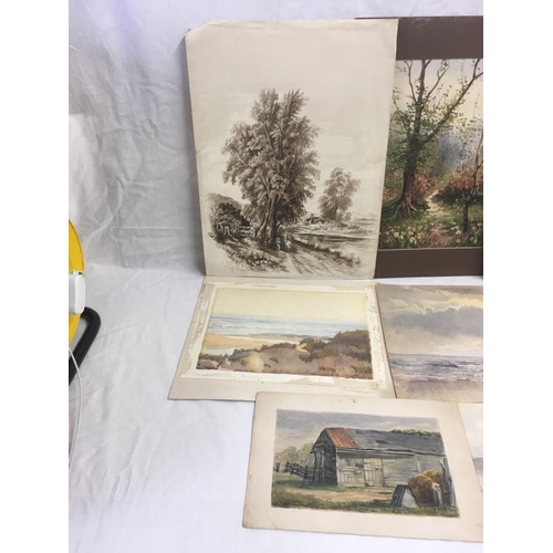 501 - FOLIO OF 12 19/20THC WATERCOLOURS, VARIOUS SUBJECTS.