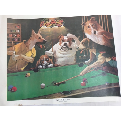 516 - PAIR OF HUMOROUS SNOOKER PRINTS OF DOGS, ''THE SCRATCHING BEAGLE'' & ''JACK THE RIPPER'', AFTER ARTH... 