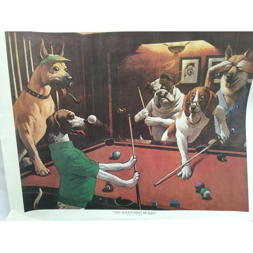 516 - PAIR OF HUMOROUS SNOOKER PRINTS OF DOGS, ''THE SCRATCHING BEAGLE'' & ''JACK THE RIPPER'', AFTER ARTH... 