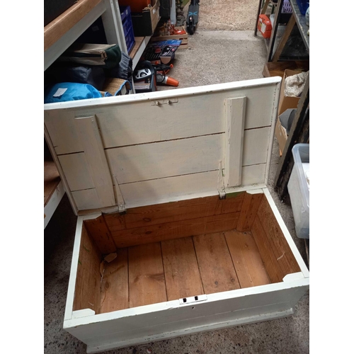 92 - WHITE PAINTED WOODEN CHEST OR BLANKET BOX