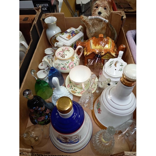 99 - 3 CARTONS OF MISC CHINAWARE INCL: BEER MUGS, TEAPOTS, GLASS BELLS, POKER CHIPS, ROULETTE & TRIVIA PU... 