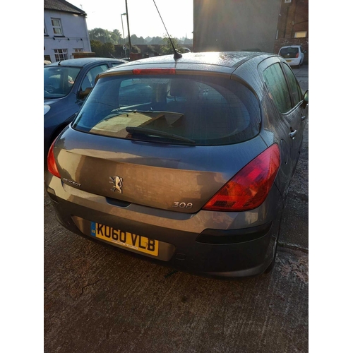 1 - PEUGEOT 1560CC 5 DOOR HATCHBACK, GREY, MANUAL, DIESEL, REG: KU60 VLB MILEAGE: 182,631. MOT 12TH APRI... 