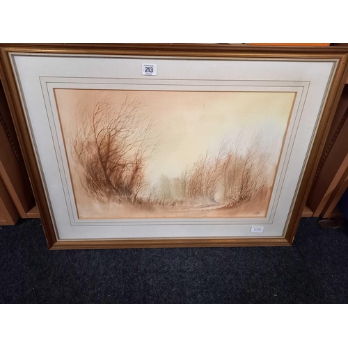 213 - F/G WATERCOLOUR OF A WOOD IN WINTER SIGNED KS TODD