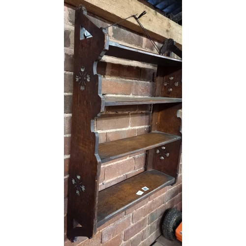 195 - 4 SHELF OAK WALL SHELF