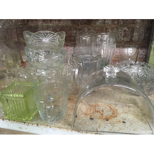 207 - SHELF OF MISC GLASSWARE, MAINLY DRINKING GLASSES