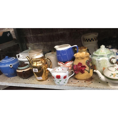 209 - QTY OF TEA POTS, VASES & PLATES