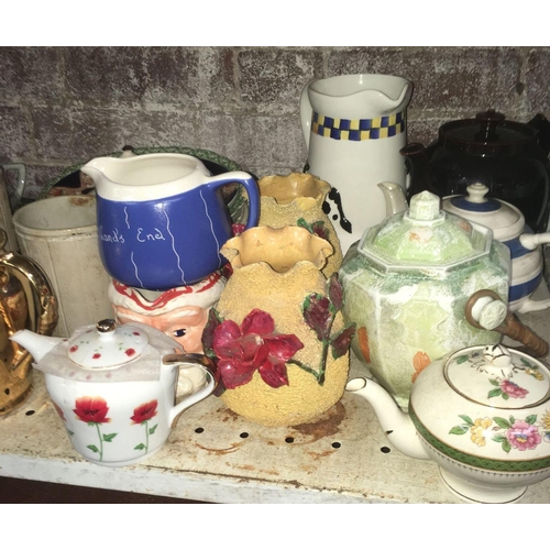 209 - QTY OF TEA POTS, VASES & PLATES