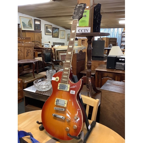 247 - ROCKBURN ELECTRIC RHYTHM GUITAR WITH STRAP & STAND