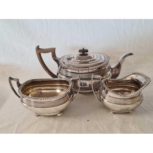 636 - 3 PIECE PLATED TEA SET