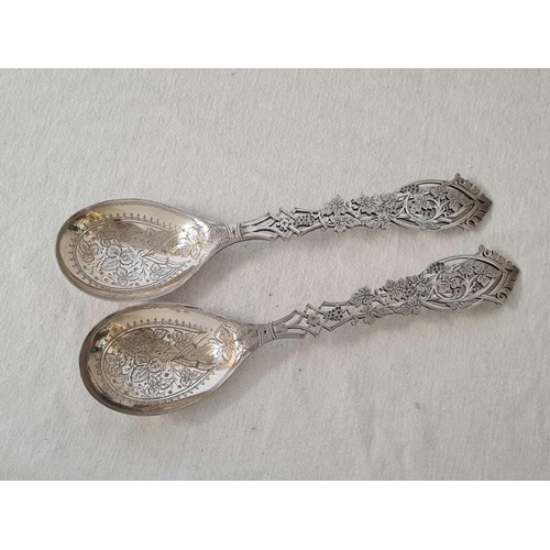 638 - PAIR OF FANCY PLATED SPOONS