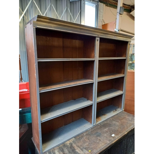 641 - PINE & MAHOGANY BOOKSHELVES, 4ft 8'' WIDE