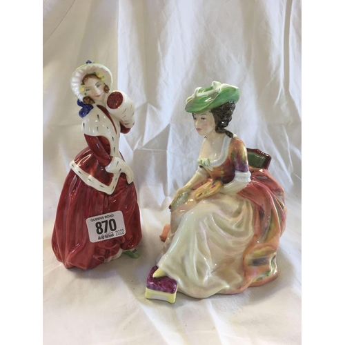 870 - 2 ROYAL DOULTON FIGURES, KATHLEEN HN2933 & CHRISTMAS MORN HN1992