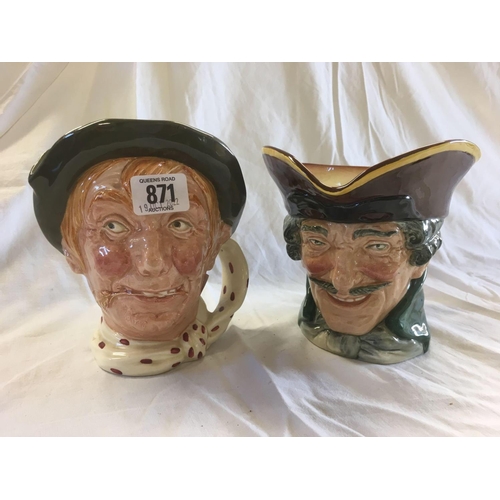 871 - 2 ROYAL DOULTON TOBY JUGS, DICK TURPIN 1ST EDITION D5485 & THE JARGE D6288