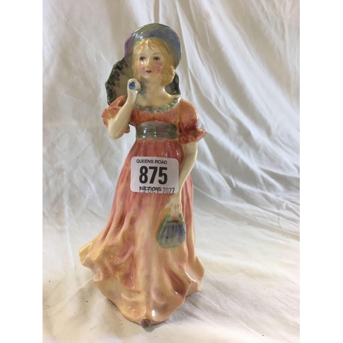 875 - BONE CHINA FIGURE OF LADY, JUNE, WITH A PARASOL BY PARAGON