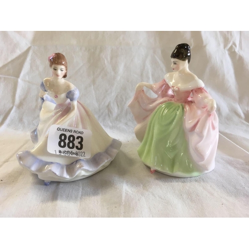 883 - 2 SMALL ROYAL DOULTON FIGURES, NINETTE HN3215 & SARA HN3219