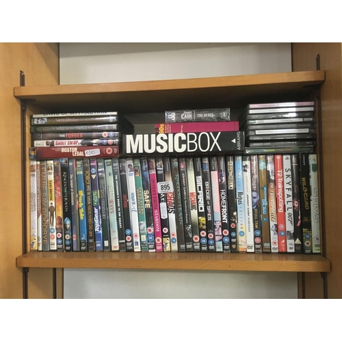 895 - SHELF MAINLY OF DVD'S & CD'S