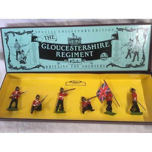 897 - 2 BOXED BRITTONS TOY SOLDIERS, GLOUCESTERSHIRE REGIMENT 8809 & THE IRISH GUARDS 8805