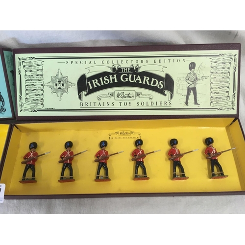 897 - 2 BOXED BRITTONS TOY SOLDIERS, GLOUCESTERSHIRE REGIMENT 8809 & THE IRISH GUARDS 8805