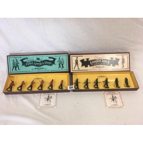 898 - 2 BOXED BRITTONS TOY SOLDIERS, THE LONDON RIFLE BRIGADE 8891 & THE MADRAS SAPPERS & MINERS 8847