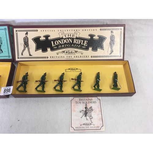 898 - 2 BOXED BRITTONS TOY SOLDIERS, THE LONDON RIFLE BRIGADE 8891 & THE MADRAS SAPPERS & MINERS 8847