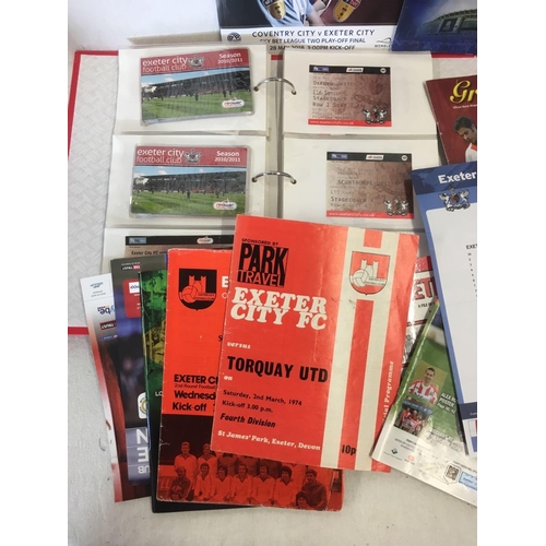 899 - CARTON WITH EXETER CITY MEMORABILIA TICKETS, TEAM PICTURES & PROGRAMMES