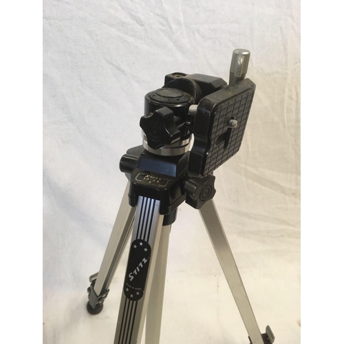 914 - 2 CAMERA TRIPODS, PYRAMID MODEL 300 & A STITZ CINE TRIPOD