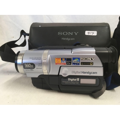 917 - SANYO VM-RZ2R 8M CAMCORDER & A SONY DIGITAL VIDEO CAM RECORDER DIGITAL 8 & A BAG OF ACCESSORIES