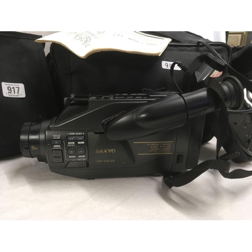 917 - SANYO VM-RZ2R 8M CAMCORDER & A SONY DIGITAL VIDEO CAM RECORDER DIGITAL 8 & A BAG OF ACCESSORIES